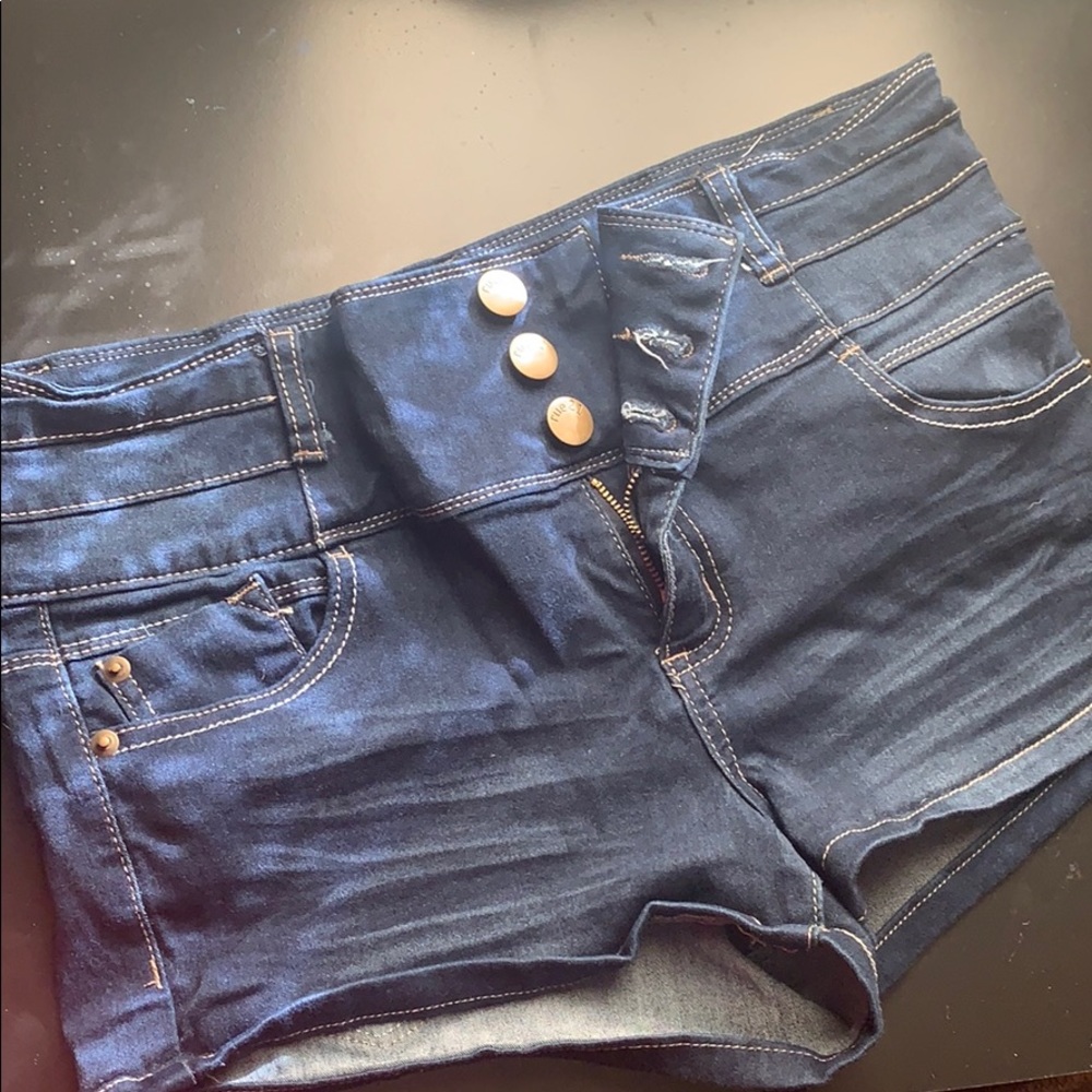 High waisted jean shorts.
